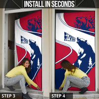 Svalbard Norway Door Cover with Polar Bear Forest and Norwegian Flag - Wonder Print Shop