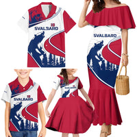 Svalbard Norway Family Matching Mermaid Dress and Hawaiian Shirt with Polar Bear Forest and Norwegian Flag - Wonder Print Shop