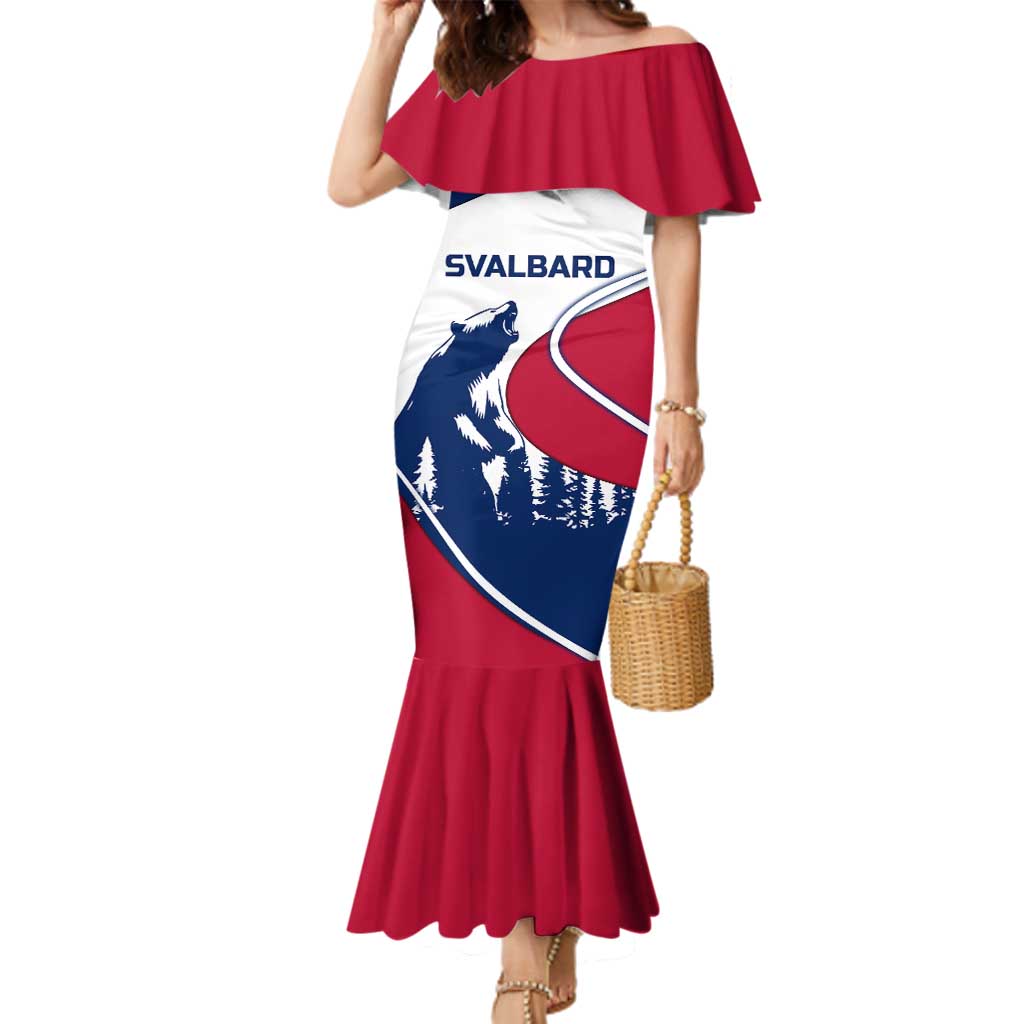 Svalbard Norway Family Matching Mermaid Dress and Hawaiian Shirt with Polar Bear Forest and Norwegian Flag - Wonder Print Shop