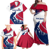 Svalbard Norway Family Matching Off Shoulder Maxi Dress and Hawaiian Shirt with Polar Bear Forest and Norwegian Flag - Wonder Print Shop