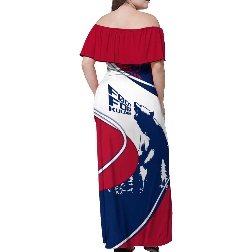 Svalbard Norway Family Matching Off Shoulder Maxi Dress and Hawaiian Shirt with Polar Bear Forest and Norwegian Flag - Wonder Print Shop