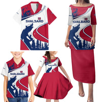 Svalbard Norway Family Matching Puletasi and Hawaiian Shirt with Polar Bear Forest and Norwegian Flag - Wonder Print Shop