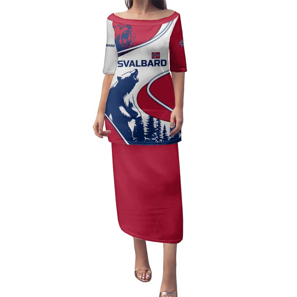 Svalbard Norway Family Matching Puletasi and Hawaiian Shirt with Polar Bear Forest and Norwegian Flag - Wonder Print Shop