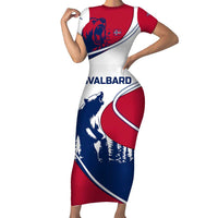 Svalbard Norway Family Matching Short Sleeve Bodycon Dress and Hawaiian Shirt with Polar Bear Forest and Norwegian Flag - Wonder Print Shop
