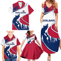 Svalbard Norway Family Matching Summer Maxi Dress and Hawaiian Shirt with Polar Bear Forest and Norwegian Flag - Wonder Print Shop