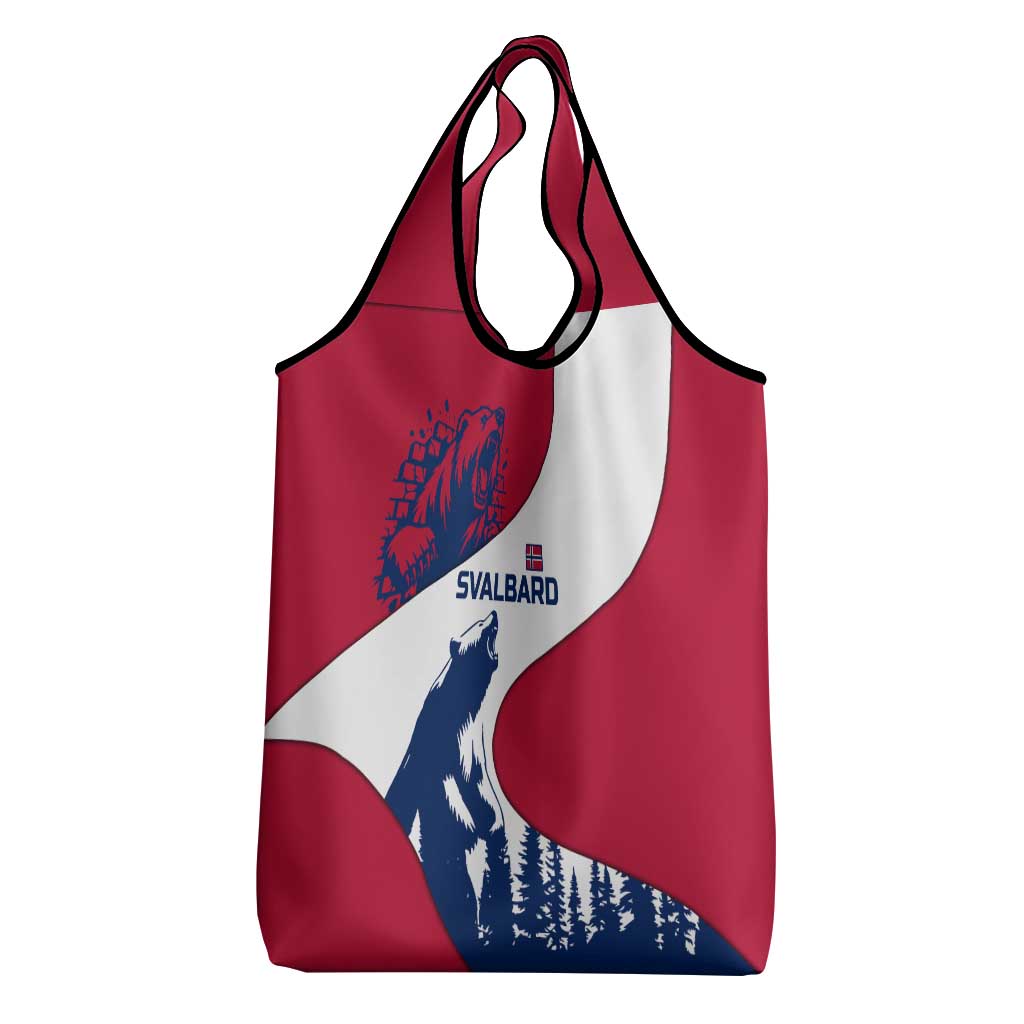 Svalbard Norway Grocery Bag with Polar Bear Forest and Norwegian Flag - Wonder Print Shop
