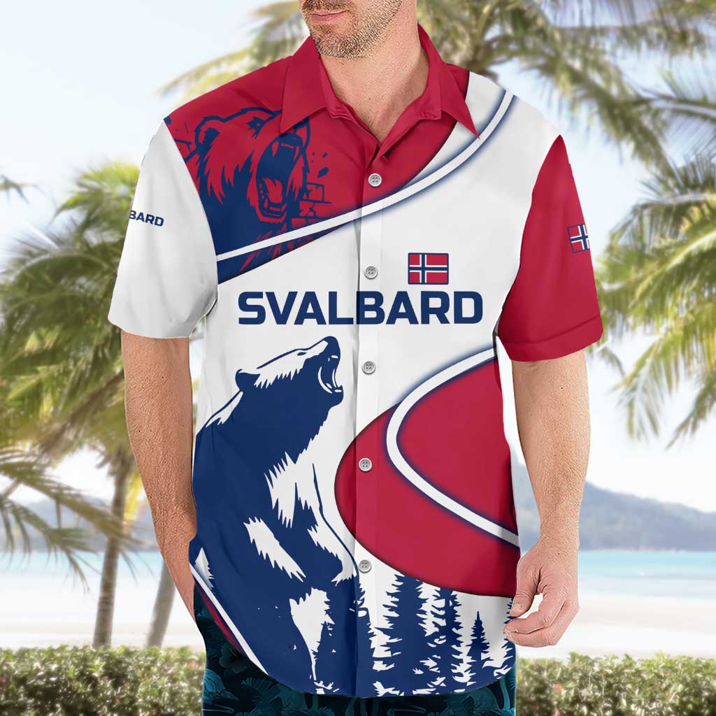 Svalbard Norway Hawaiian Shirt with Polar Bear Forest and Norwegian Flag - Wonder Print Shop