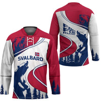 Svalbard Norway Hockey Jersey with Polar Bear Forest and Norwegian Flag - Wonder Print Shop