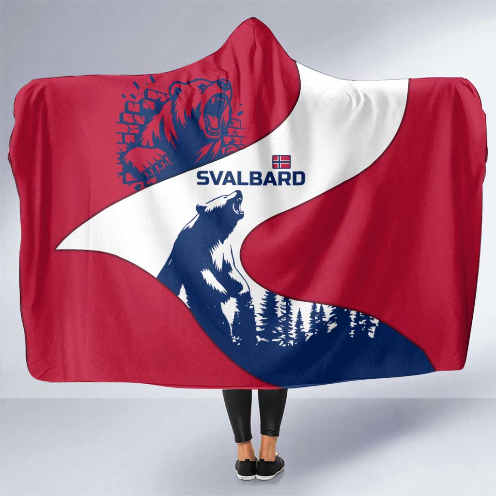 Svalbard Norway Hooded Blanket with Polar Bear Forest and Norwegian Flag - Wonder Print Shop