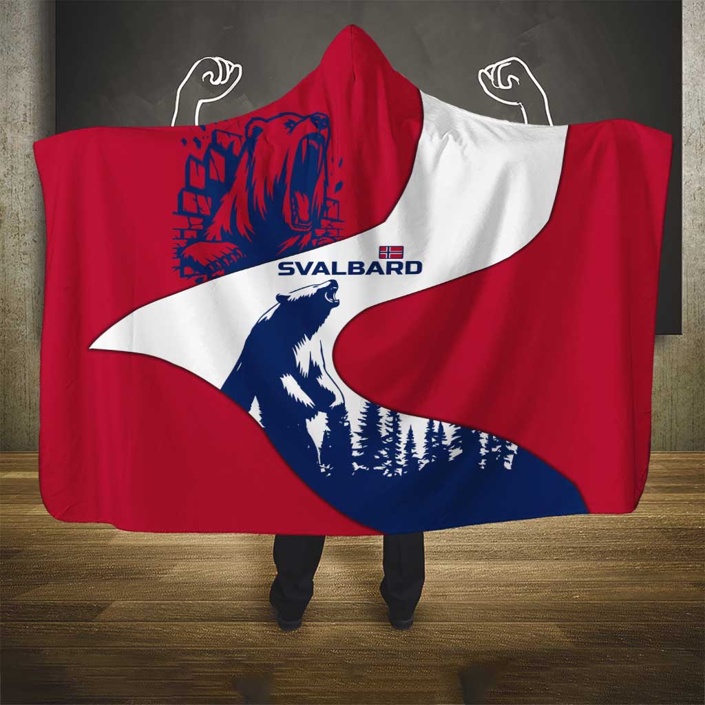 Svalbard Norway Hooded Blanket with Polar Bear Forest and Norwegian Flag - Wonder Print Shop