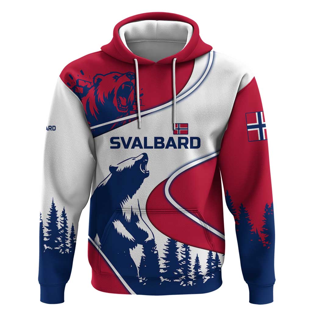 Svalbard Norway Hoodie with Polar Bear Forest and Norwegian Flag - Wonder Print Shop
