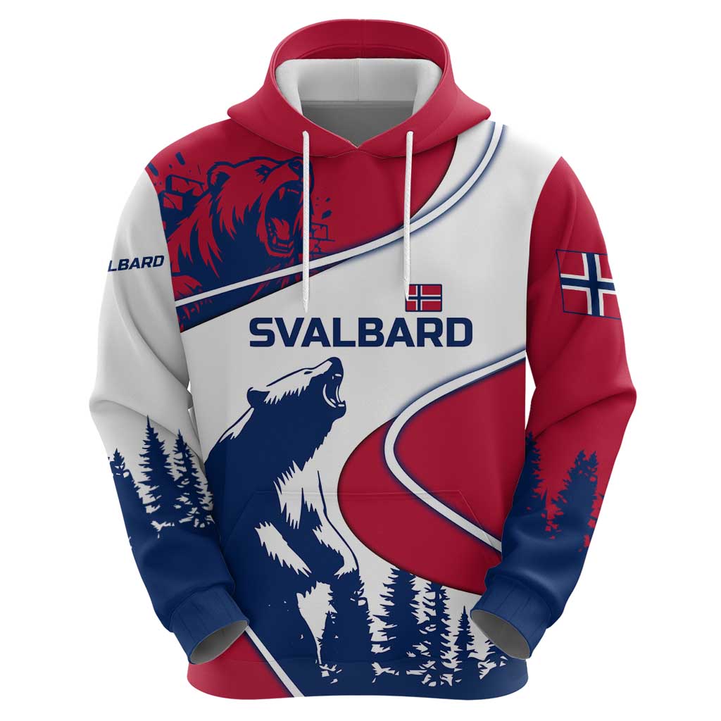 Svalbard Norway Hoodie with Polar Bear Forest and Norwegian Flag - Wonder Print Shop