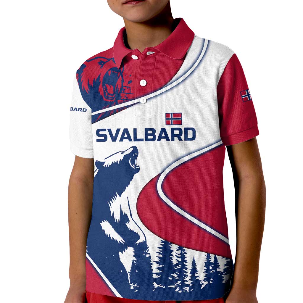 Svalbard Norway Kid Polo Shirt with Polar Bear Forest and Norwegian Flag - Wonder Print Shop