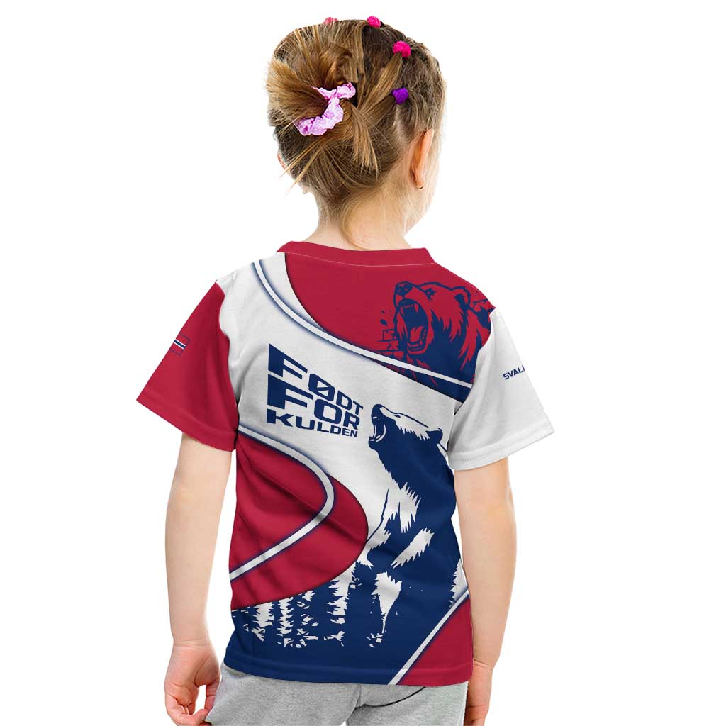 Svalbard Norway Kid T Shirt with Polar Bear Forest and Norwegian Flag - Wonder Print Shop