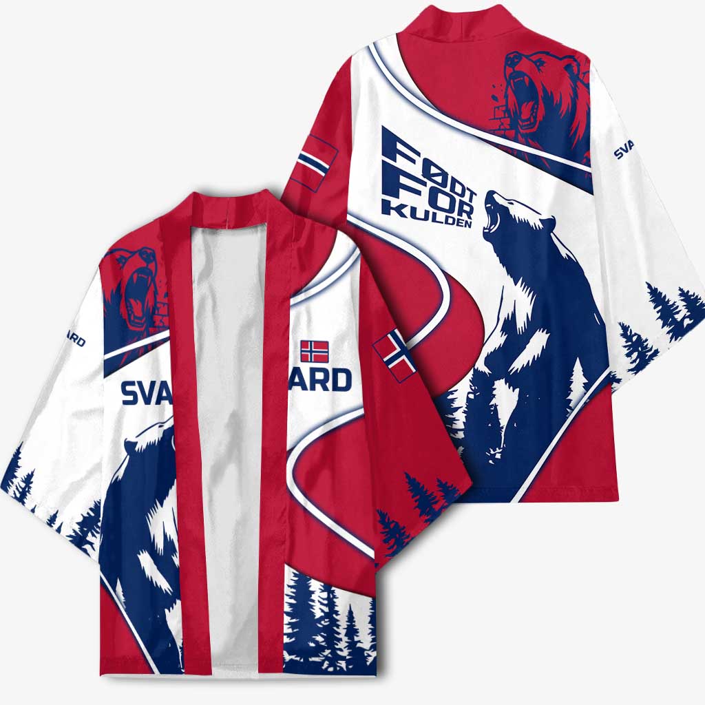 Svalbard Norway Kimono with Polar Bear Forest and Norwegian Flag - Wonder Print Shop