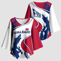 Svalbard Norway Kimono Sleeve Blouse with Polar Bear Forest and Norwegian Flag - Wonder Print Shop