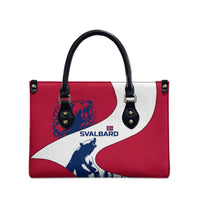 Svalbard Norway Leather Bag with Polar Bear Forest and Norwegian Flag - Wonder Print Shop