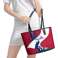 Svalbard Norway Leather Tote Bag with Polar Bear Forest and Norwegian Flag - Wonder Print Shop