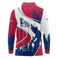 Svalbard Norway Long Sleeve Polo Shirt with Polar Bear Forest and Norwegian Flag - Wonder Print Shop