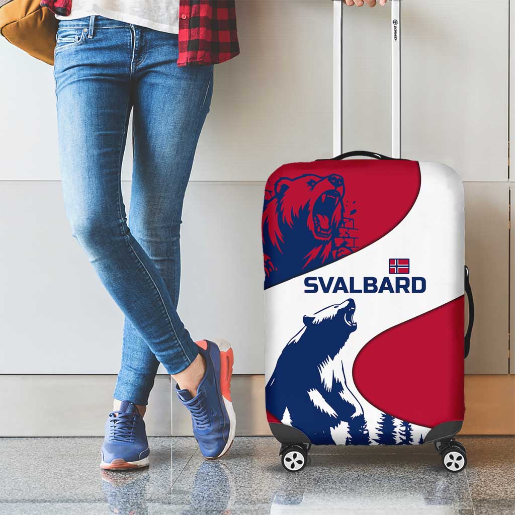 Svalbard Norway Luggage Cover with Polar Bear Forest and Norwegian Flag - Wonder Print Shop