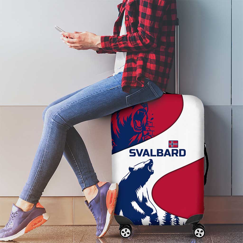 Svalbard Norway Luggage Cover with Polar Bear Forest and Norwegian Flag - Wonder Print Shop