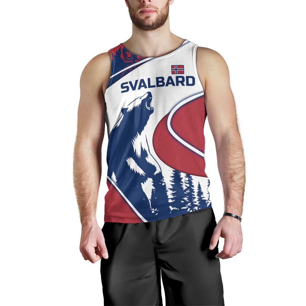 Svalbard Norway Men Tank Top with Polar Bear Forest and Norwegian Flag - Wonder Print Shop