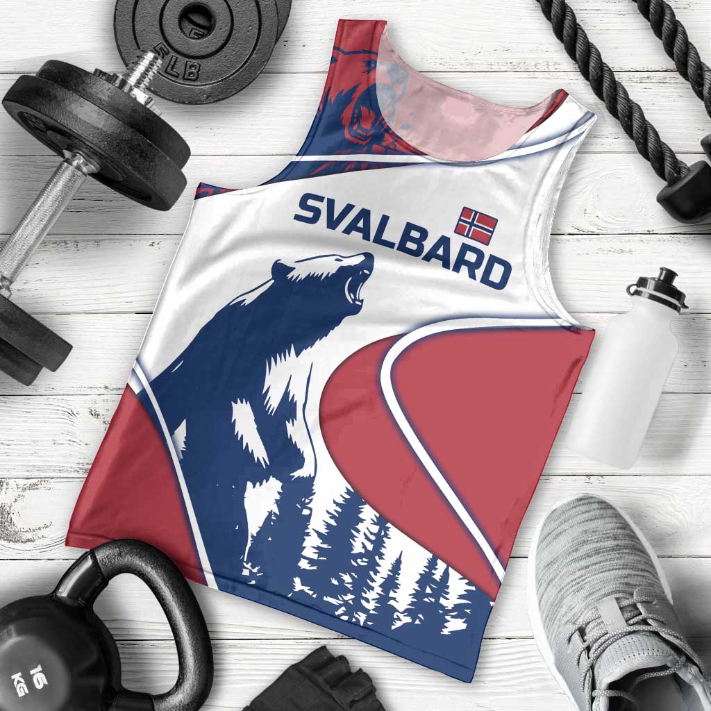 Svalbard Norway Men Tank Top with Polar Bear Forest and Norwegian Flag - Wonder Print Shop