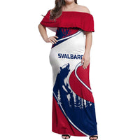 Svalbard Norway Off Shoulder Maxi Dress with Polar Bear Forest and Norwegian Flag - Wonder Print Shop