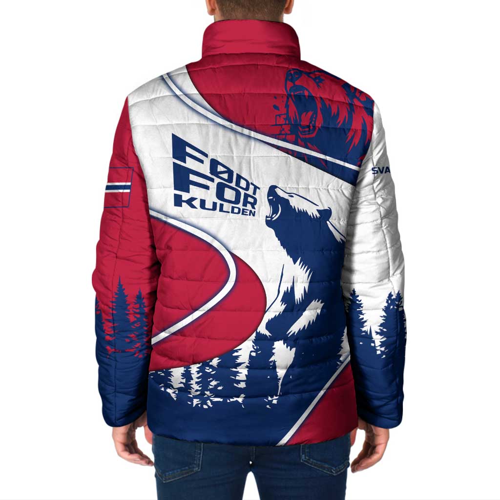 Svalbard Norway Padded Jacket with Polar Bear Forest and Norwegian Flag - Wonder Print Shop