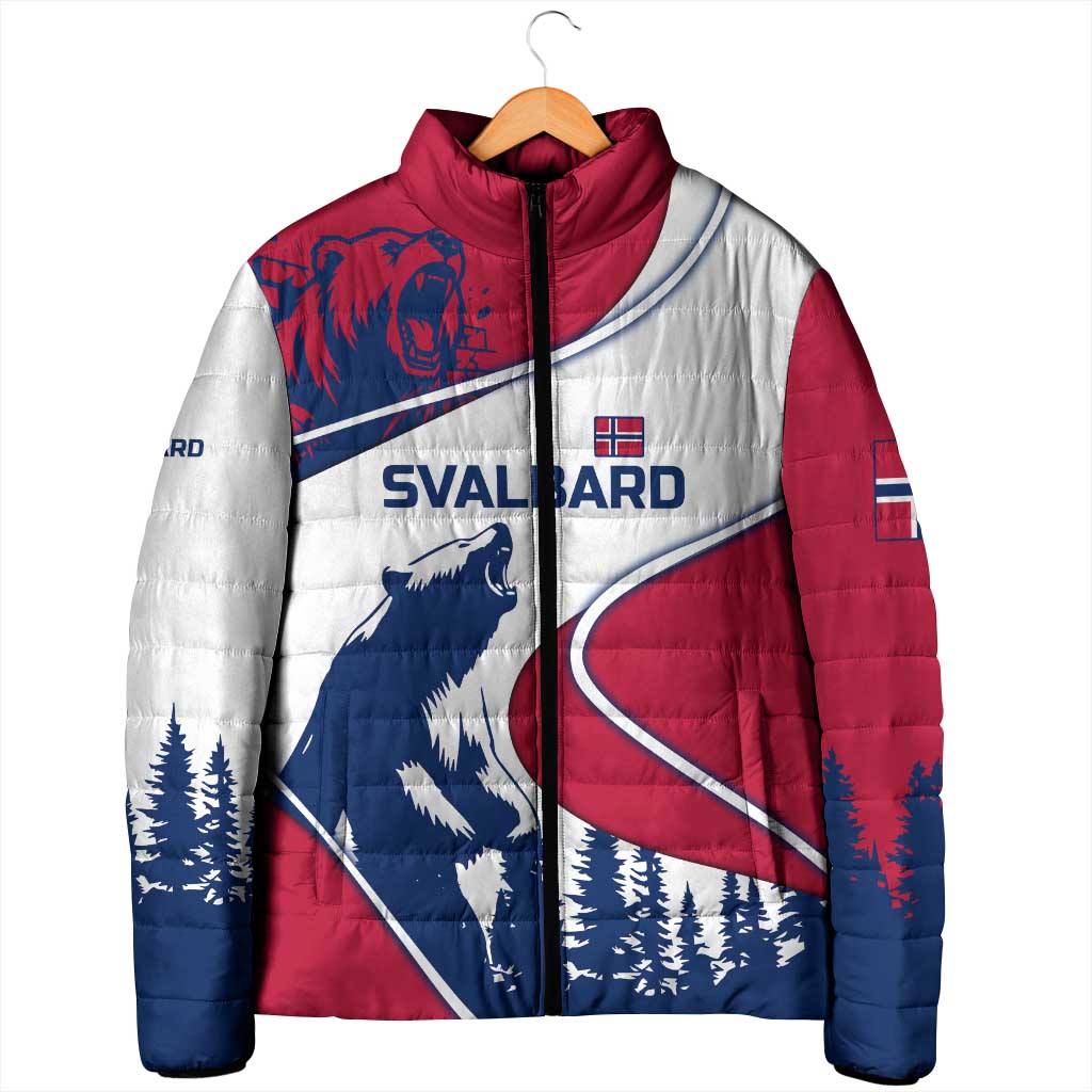 Svalbard Norway Padded Jacket with Polar Bear Forest and Norwegian Flag - Wonder Print Shop