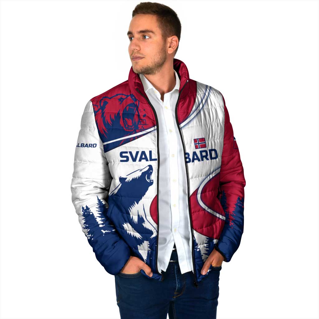 Svalbard Norway Padded Jacket with Polar Bear Forest and Norwegian Flag - Wonder Print Shop