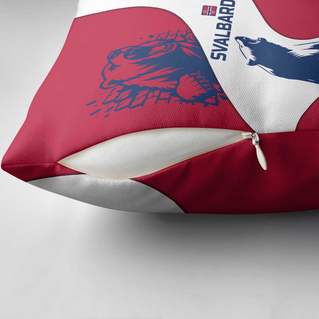 Svalbard Norway Pillow Cover with Polar Bear Forest and Norwegian Flag - Wonder Print Shop