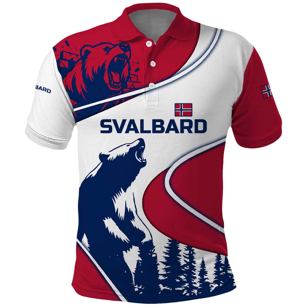 Svalbard Norway Polo Shirt with Polar Bear Forest and Norwegian Flag - Wonder Print Shop