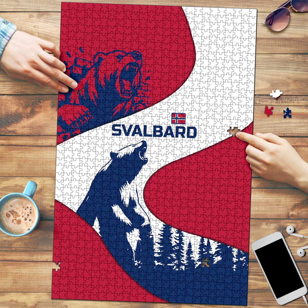 Svalbard Norway Puzzle with Polar Bear Forest and Norwegian Flag - Wonder Print Shop