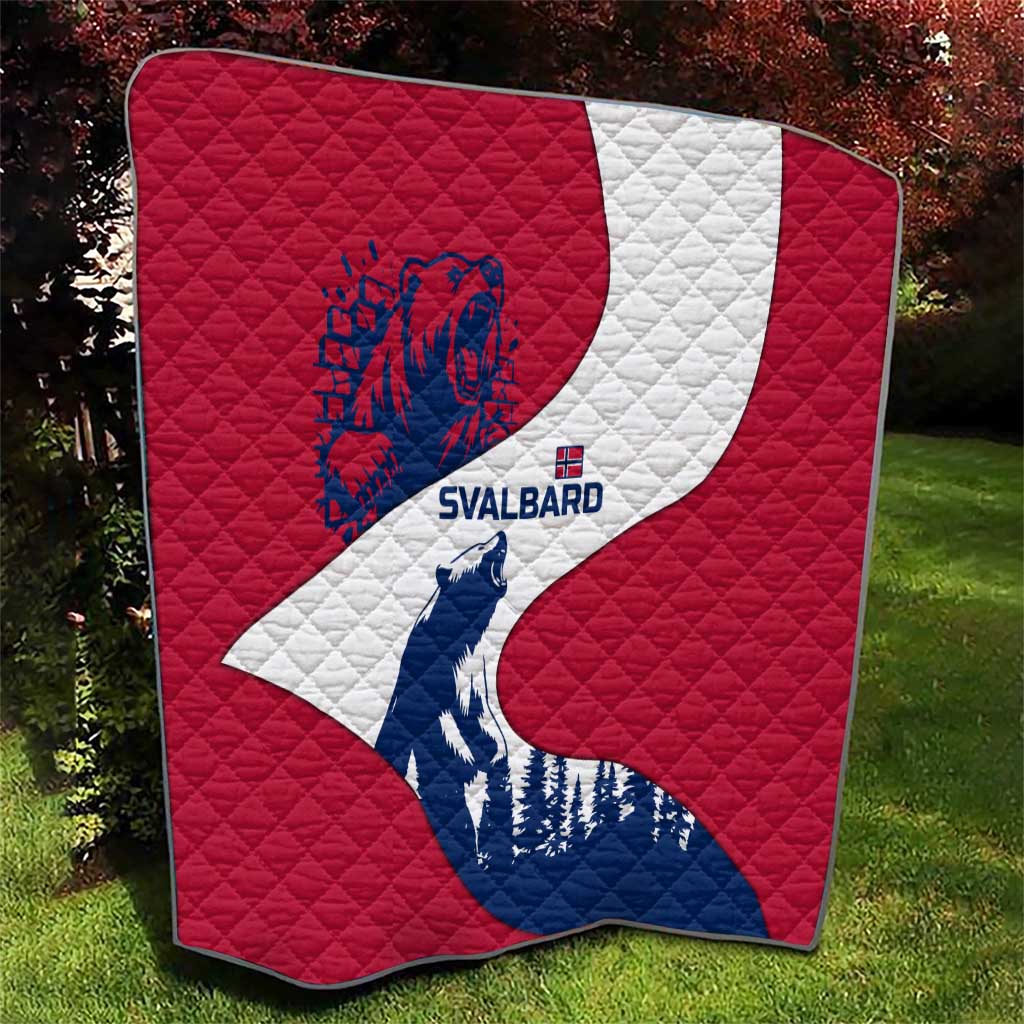 Svalbard Norway Quilt with Polar Bear Forest and Norwegian Flag - Wonder Print Shop