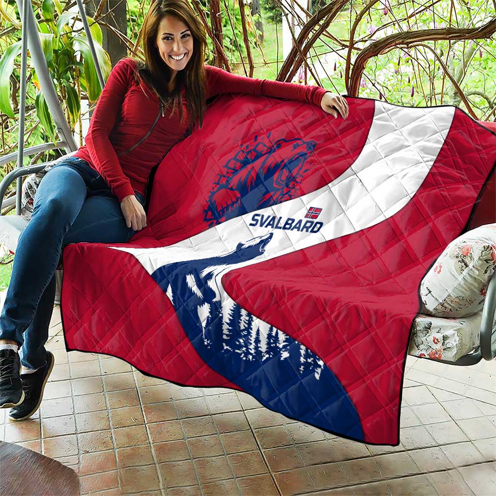 Svalbard Norway Quilt with Polar Bear Forest and Norwegian Flag - Wonder Print Shop