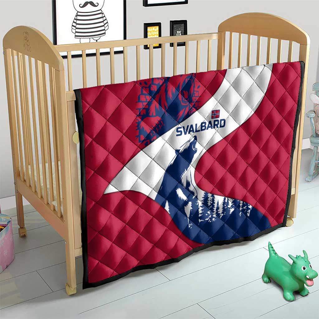 Svalbard Norway Quilt with Polar Bear Forest and Norwegian Flag - Wonder Print Shop