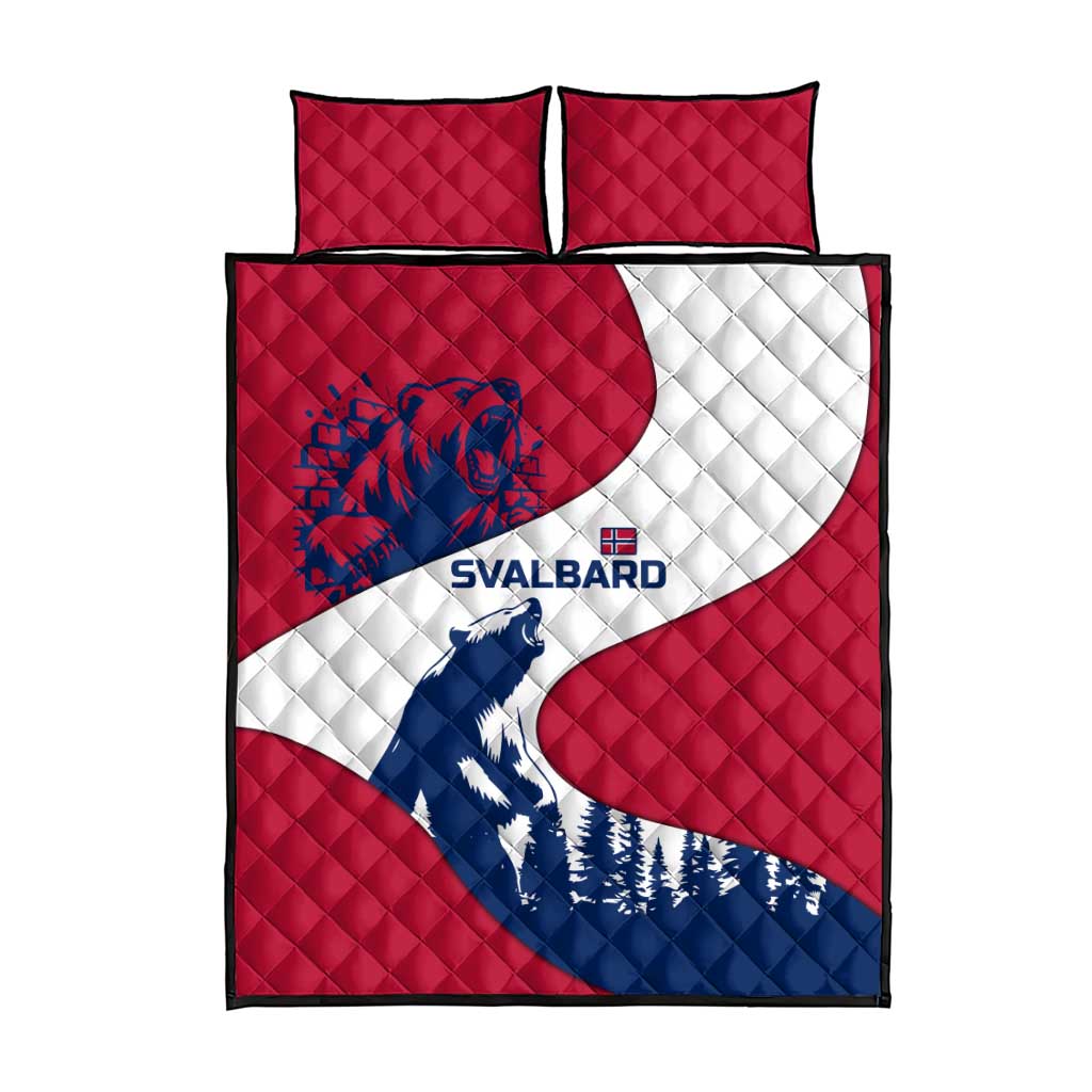 Svalbard Norway Quilt Bed Set with Polar Bear Forest and Norwegian Flag - Wonder Print Shop