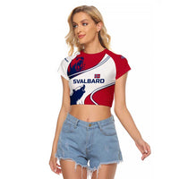 Svalbard Norway Raglan Cropped T Shirt with Polar Bear Forest and Norwegian Flag - Wonder Print Shop