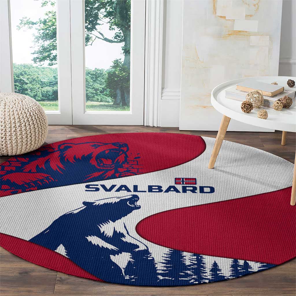 Svalbard Norway Round Carpet with Polar Bear Forest and Norwegian Flag - Wonder Print Shop