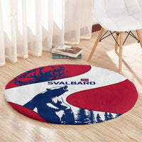 Svalbard Norway Round Carpet with Polar Bear Forest and Norwegian Flag - Wonder Print Shop