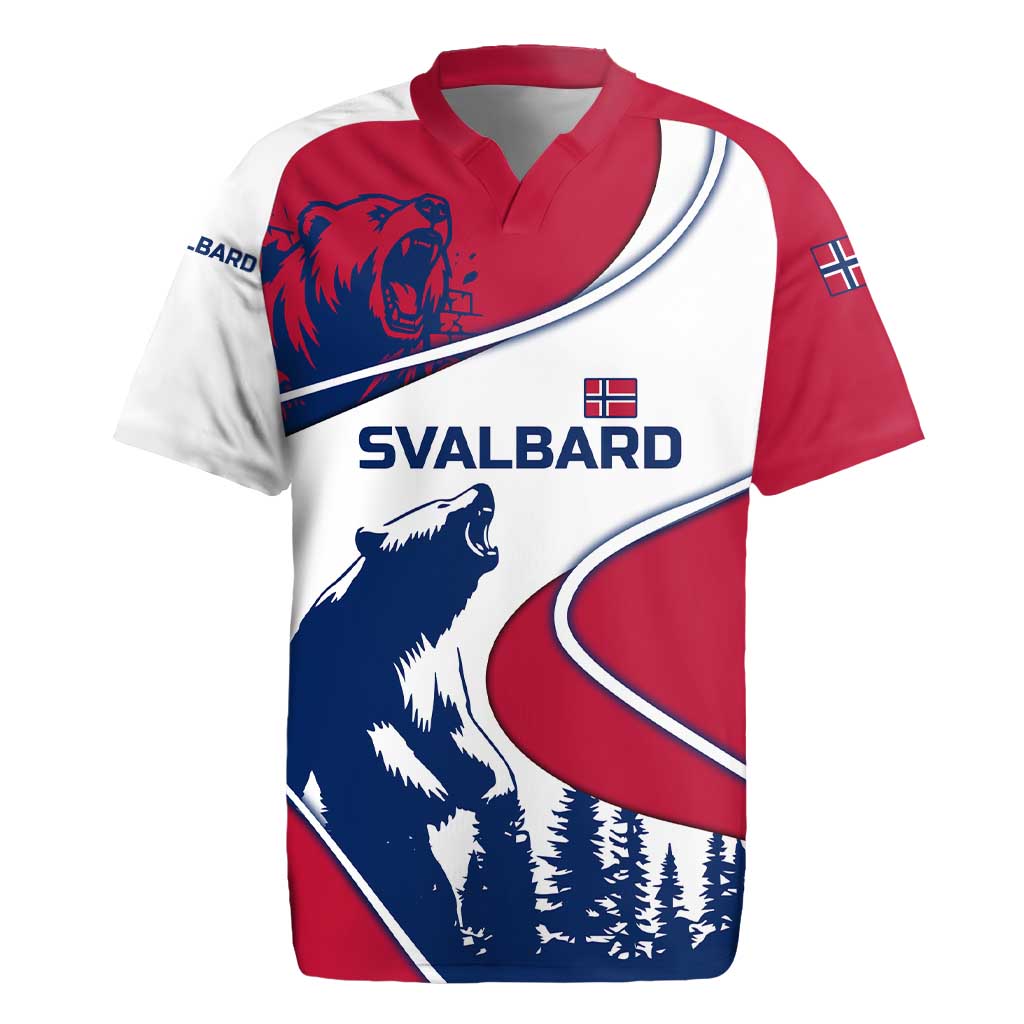 Svalbard Norway Rugby Jersey with Polar Bear Forest and Norwegian Flag - Wonder Print Shop