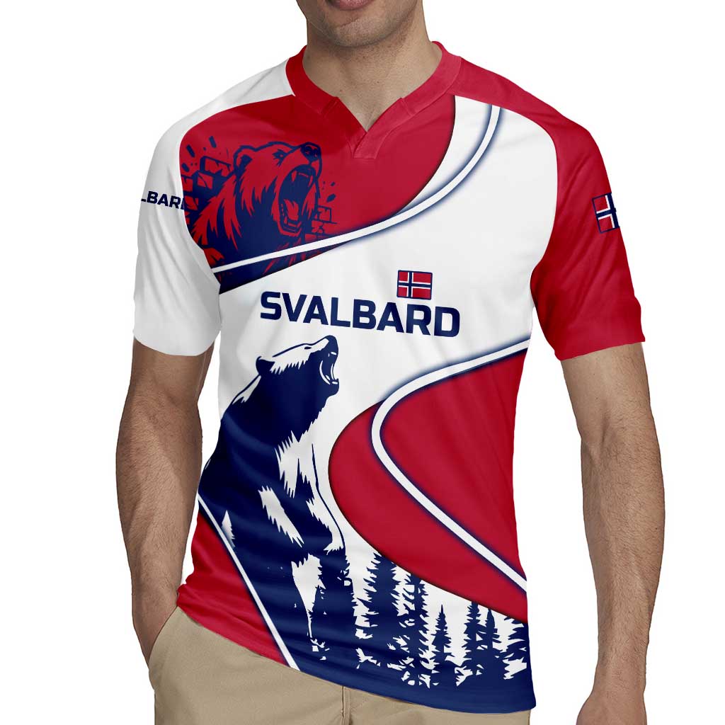 Svalbard Norway Rugby Jersey with Polar Bear Forest and Norwegian Flag - Wonder Print Shop