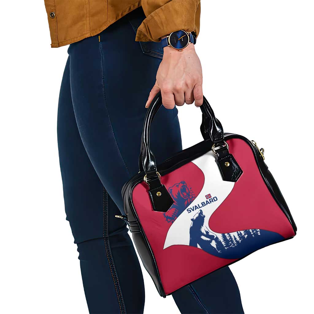 Svalbard Norway Shoulder Handbag with Polar Bear Forest and Norwegian Flag - Wonder Print Shop