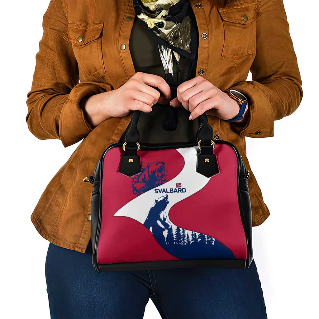 Svalbard Norway Shoulder Handbag with Polar Bear Forest and Norwegian Flag - Wonder Print Shop