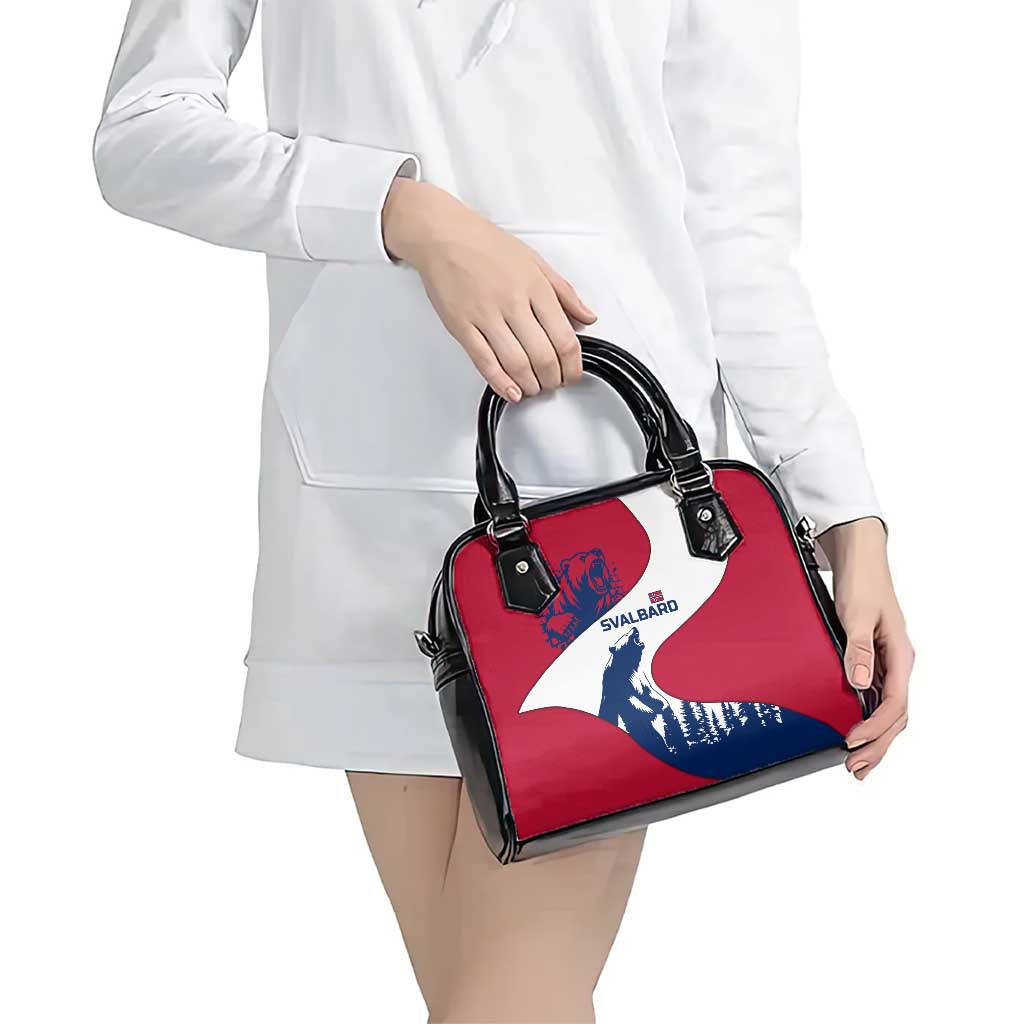 Svalbard Norway Shoulder Handbag with Polar Bear Forest and Norwegian Flag - Wonder Print Shop