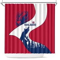 Svalbard Norway Shower Curtain with Polar Bear Forest and Norwegian Flag - Wonder Print Shop
