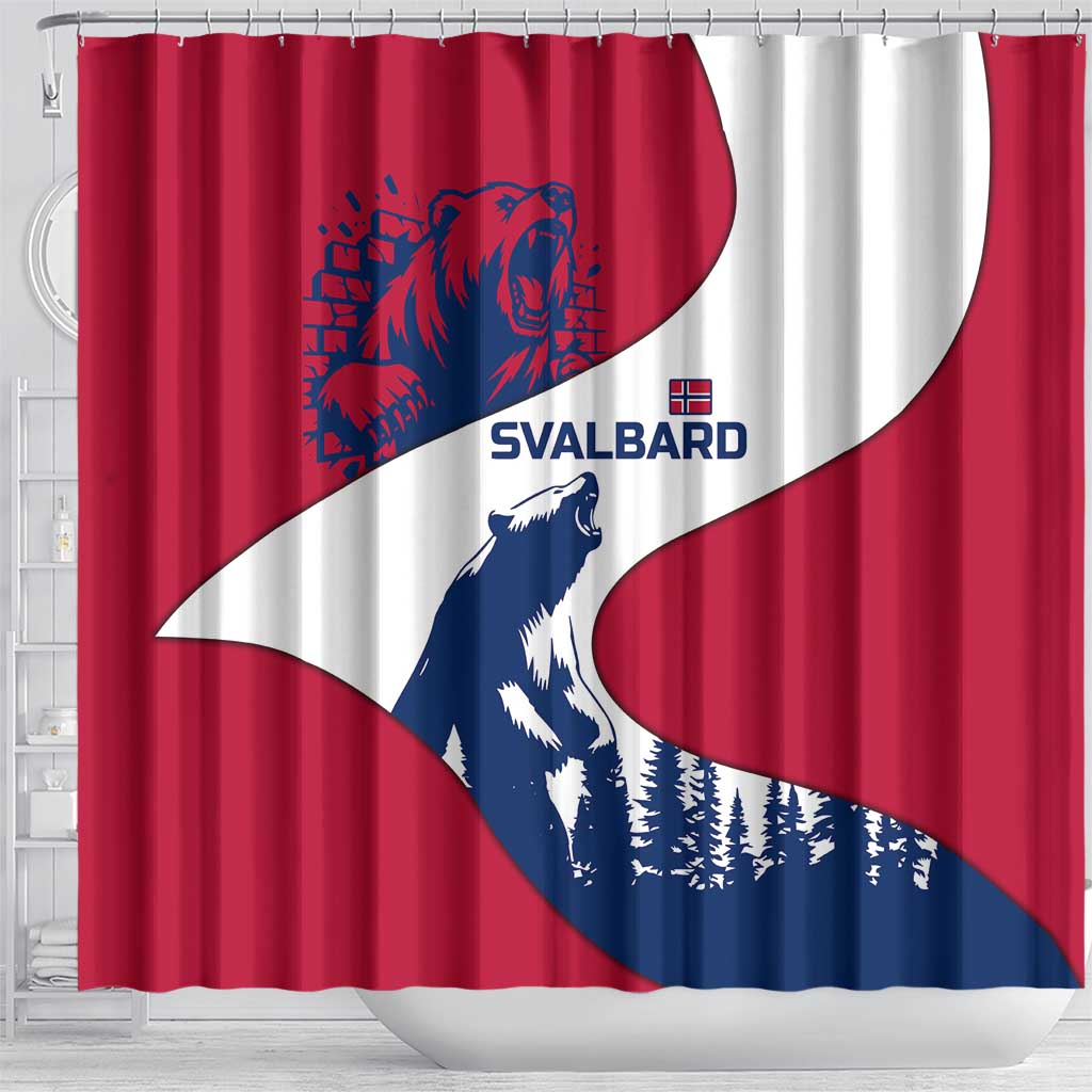 Svalbard Norway Shower Curtain with Polar Bear Forest and Norwegian Flag - Wonder Print Shop