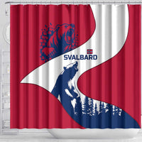 Svalbard Norway Shower Curtain with Polar Bear Forest and Norwegian Flag - Wonder Print Shop