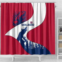 Svalbard Norway Shower Curtain with Polar Bear Forest and Norwegian Flag - Wonder Print Shop